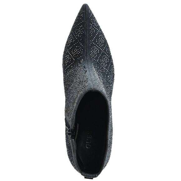 GUESS Womens Black Embellished Comfort Fazzie Pointed Toe Stiletto Booties Sz 8M - Picture 1 of 8